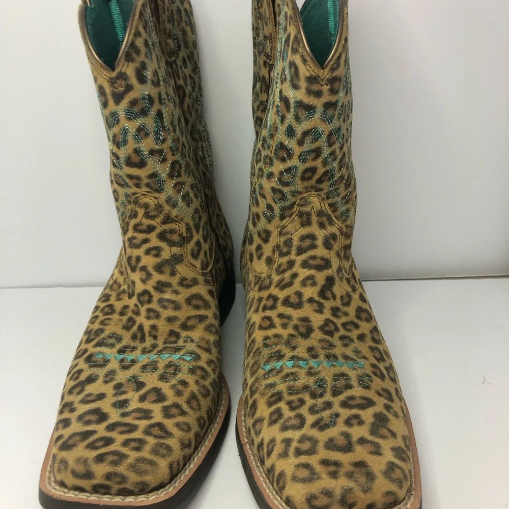 Ariat Kids Prime Time Western Boots Faded Leopard Size 4.5 EUC